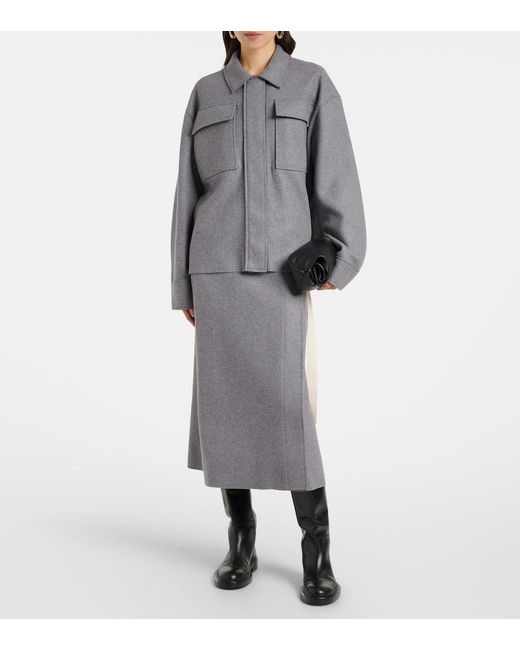 Jil Sander Gray Wool-Blend Wrap Skirt