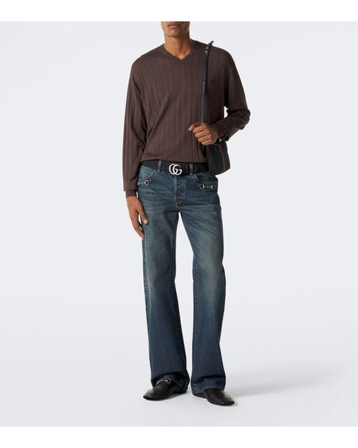 Gucci Brown Double G Silk And Cotton Sweater for men