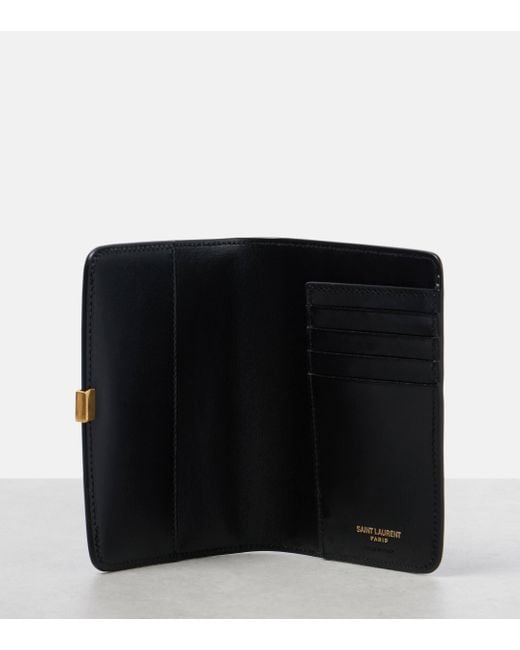 Saint Laurent Black Voltaire Cassandre Leather Card Holder