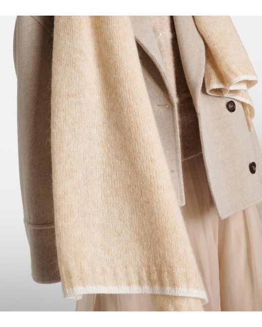 Brunello Cucinelli Natural Cable-Knit Mohair Scarf