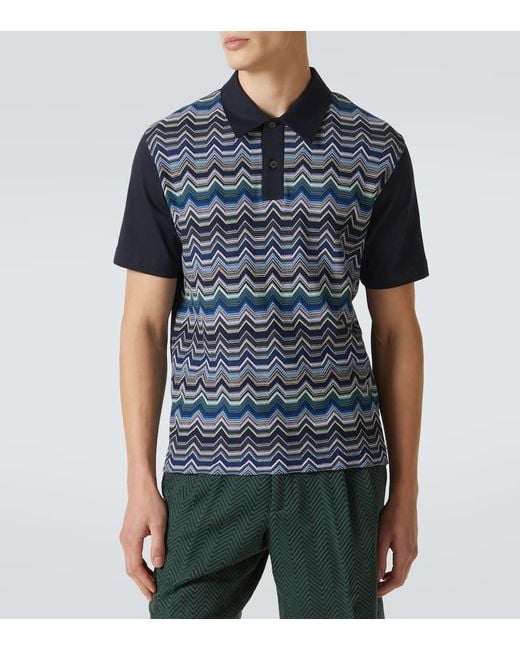 Polo De Algodon En Zigzag Missoni de hombre de color Blue