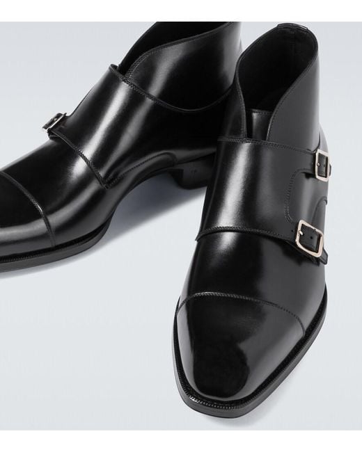 Tom Ford Black Sutherland Double Monk Strap Shoes for men