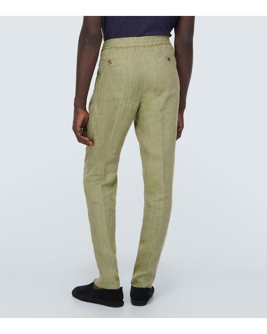 Pantalones rectos de lino Etro de hombre de color Green