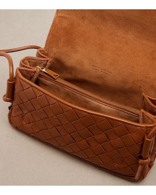 Bottega Veneta Brown Notturno Intrecciato Leather Crossbody Bag