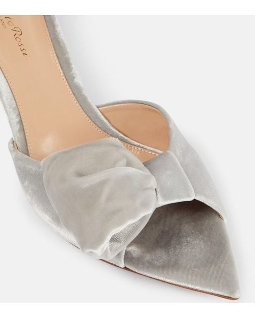 Gianvito Rossi Metallic 55 Bow-Detail Velvet Mules