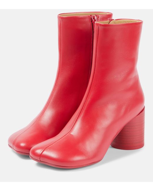 MM6 by Maison Martin Margiela Red Anatomic Leather Ankle Boots