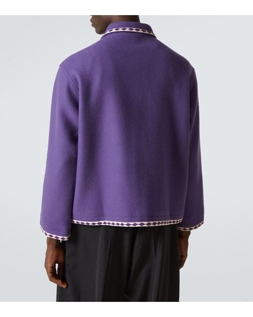 Bode Purple Bronco Embroidered Wool Jacket for men