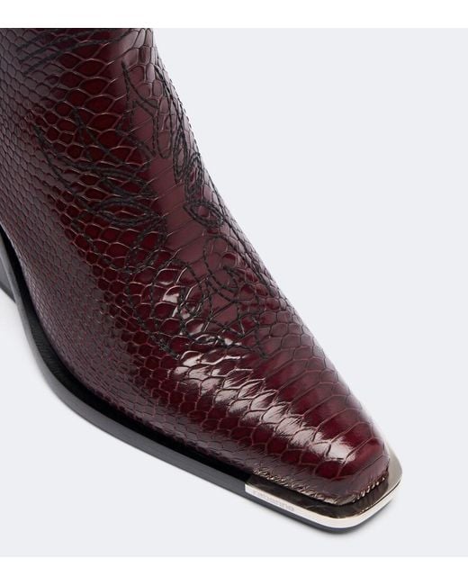 Rabanne Brown Snake-Effect Leather Cowboy Boots