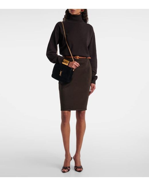 Saint Laurent White Schultertasche Kate Aus Veloursleder