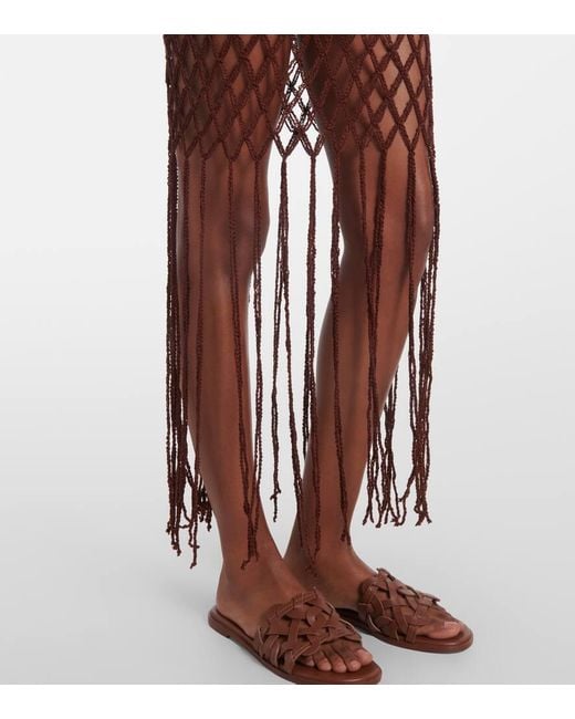 Anna Kosturova Purple Fringed Cotton Minidress
