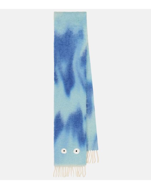 Loewe Blue X Howl's Moving Castle Calcifer Wool And Mohair Scarf