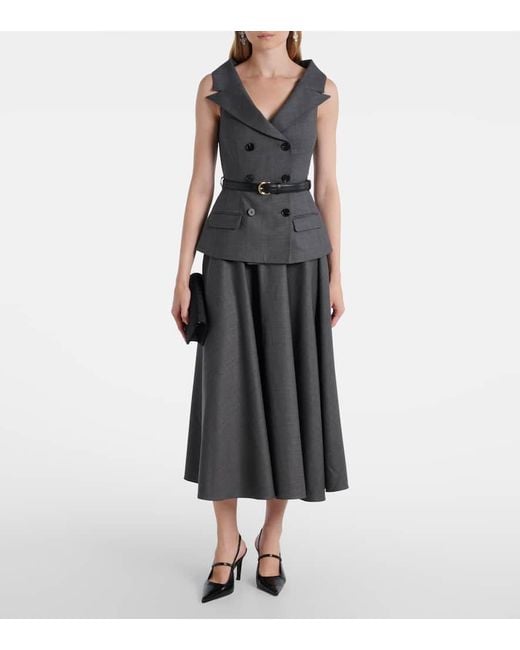Self-Portrait Gray Midikleid Aus Einem Wollgemisch