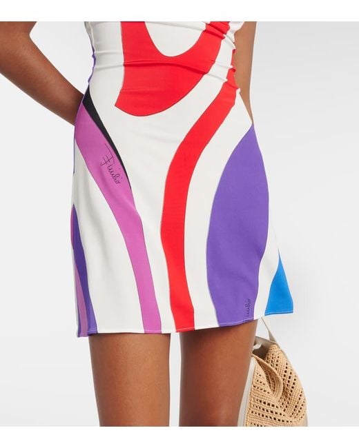 Vestido Corto Con Estampado Marmo Emilio Pucci de color Red