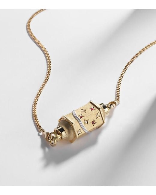 Marie Lichtenberg Metallic Milky Way 18Kt Locket Necklace With Diamonds And Rubies