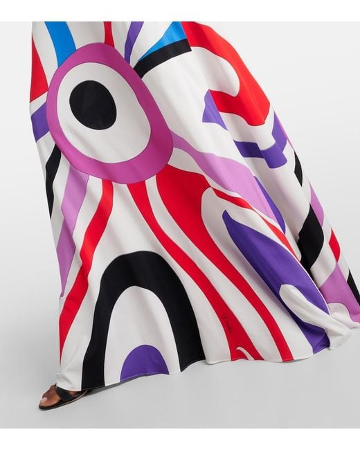 Emilio Pucci Red Marmo Jersey Maxi Skirt