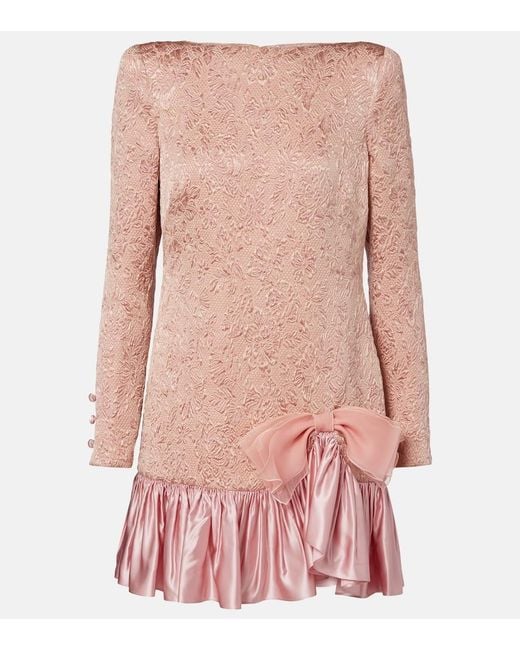 Valentino Pink Wool And Silk-Blend Matelasse Minidress