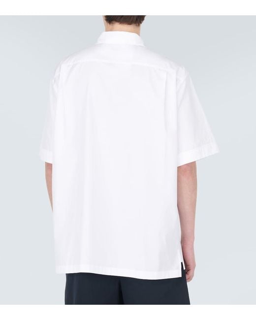 Dolce & Gabbana White Logo-Plaque Linen Shirt for men