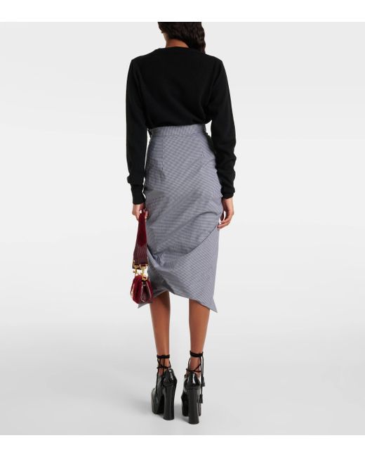 Vivienne Westwood Gray Gingham Cotton Midi Skirt