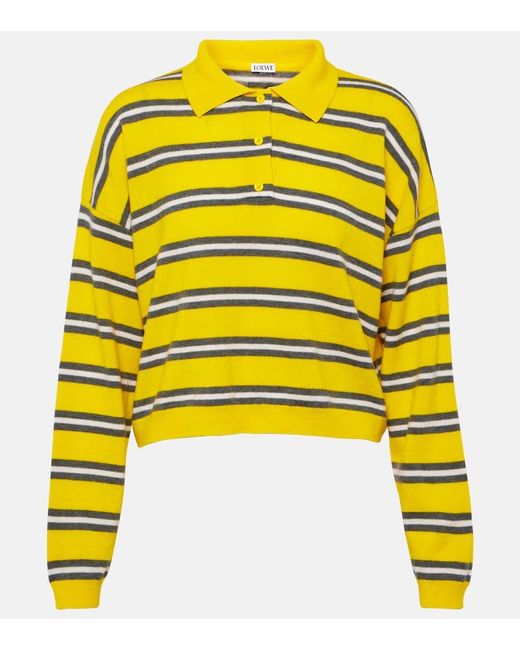 Polo in lana a righe di Loewe in Yellow