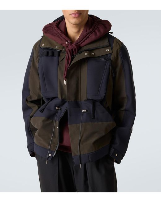 Sacai Black Colorblocked Technical Jacket for men
