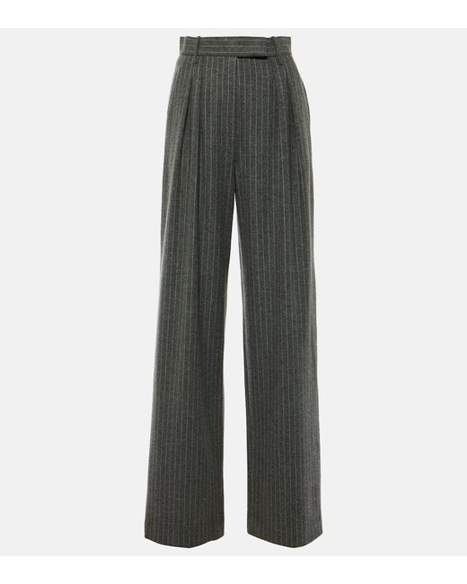 Alex Perry Gray Pinstriped High-Rise Tapered Pants