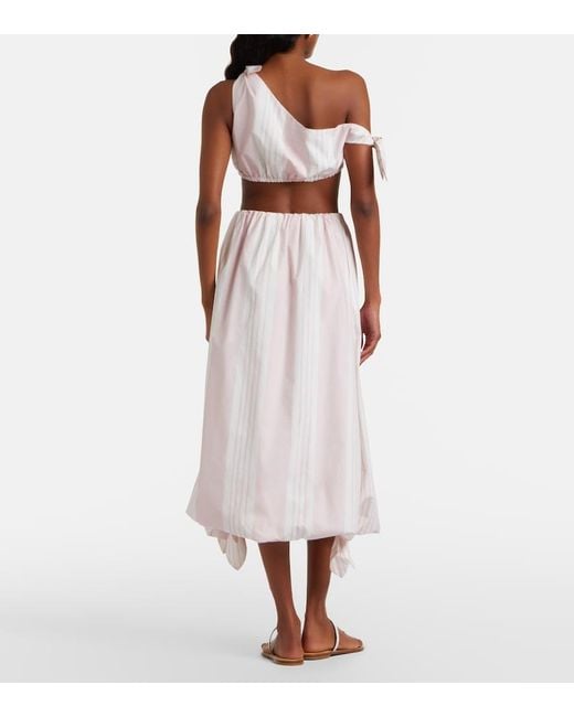 Posse Pink Rosie Striped Cotton Midi Skirt