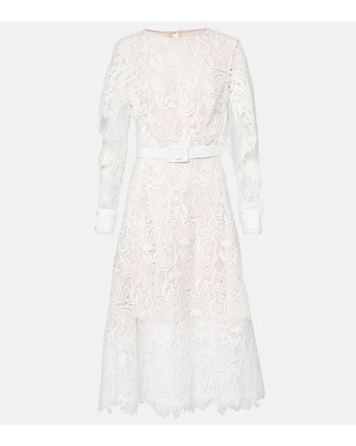 Oscar de la Renta White Floral Lace Cocktail Dress