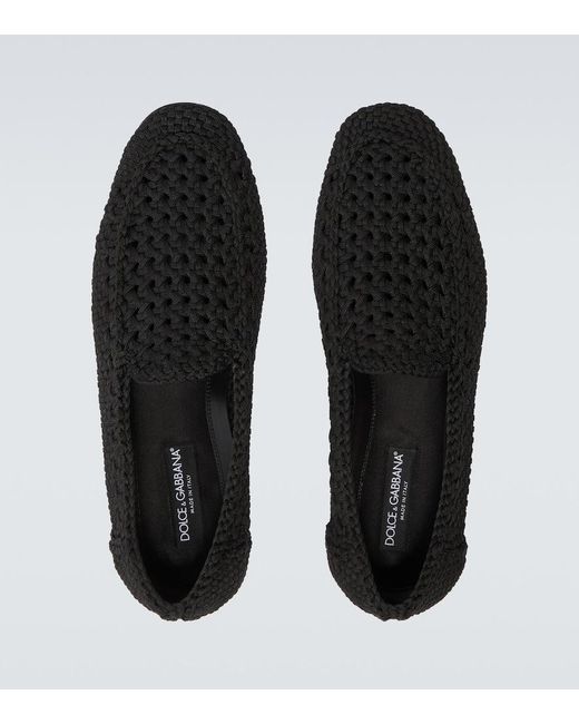 Dolce & Gabbana Black Woven Loafers for men