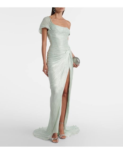 Marmar Halim Green Off-Shoulder-Robe