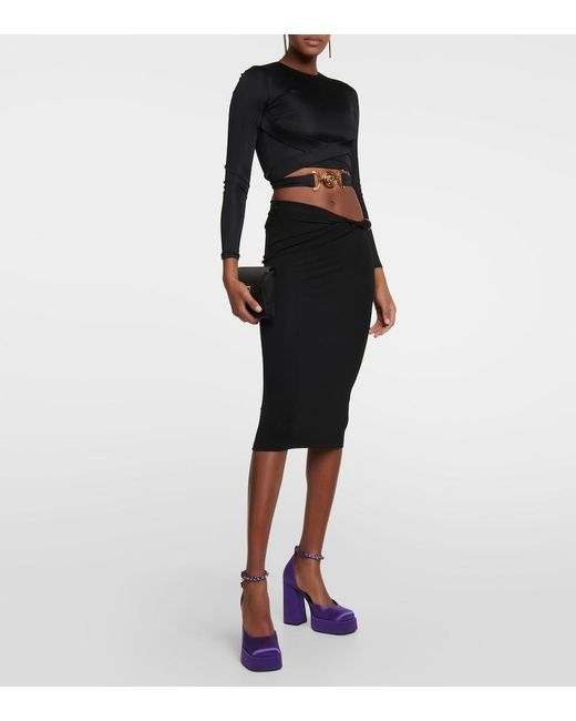 Versace Purple Aevitas Silk Platform Pump