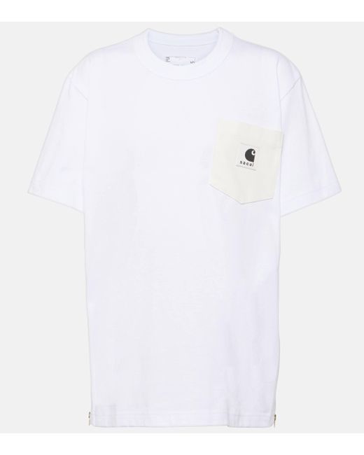 Sacai White X Carhartt Cotton Jersey T-shirt
