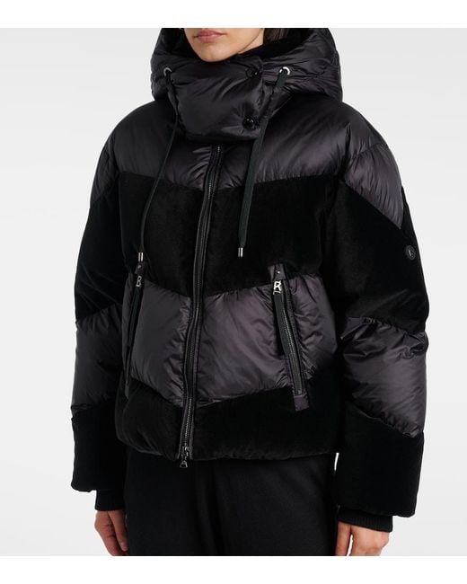 Bogner Black Cathy Velvet-Trimmed Down Jacket