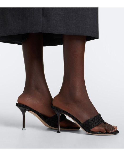 Christen Black Helix Leather Thong Sandals