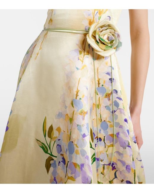 LEO LIN Metallic Mariela Linen And Silk Cocktail Dress