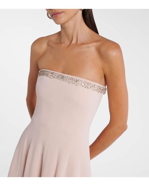 Costarellos Pink Aldina Crystal-Embellished Crepe Midi Dress