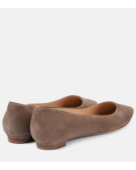Manolo Blahnik Brown Lanza Bb Suede Ballet Flats