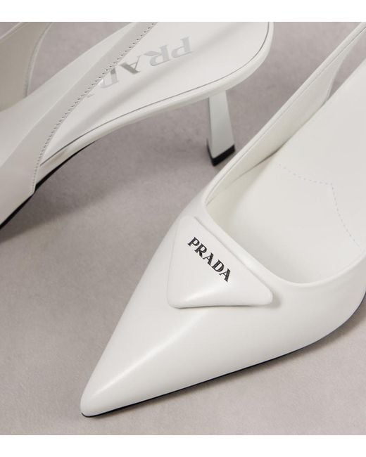 Prada White Slingback-Pumps 75 Aus Leder