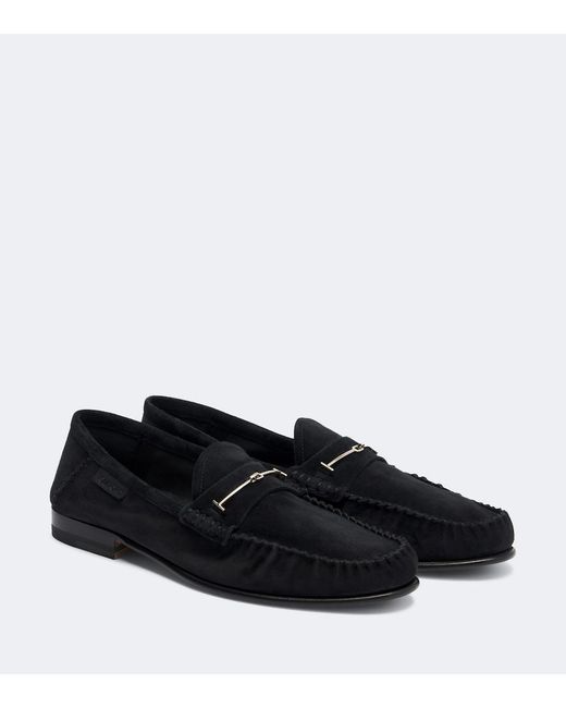 Tom Ford Black Suede Penny Loafers