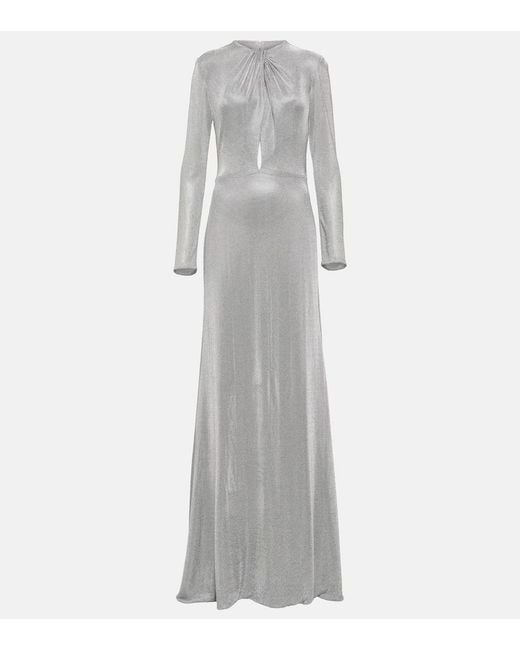 Costarellos Gray Cutout Gown