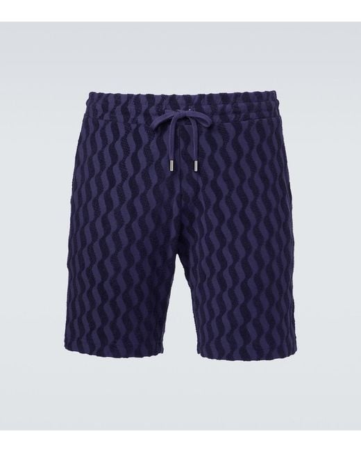 Frescobol Carioca Blue Augusto Cotton-Blend Terry Shorts for men