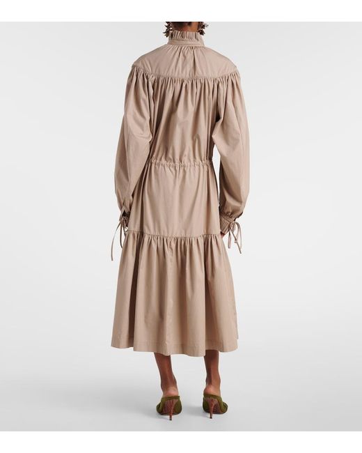 Dries Van Noten Natural Ruffled Cotton Shirt Dress