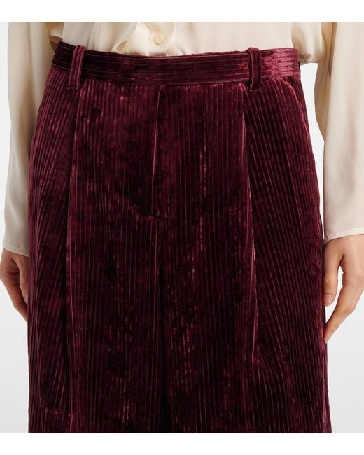 Dorothee Schumacher Purple Mid-Rise Corduroy Wide-Leg Pants