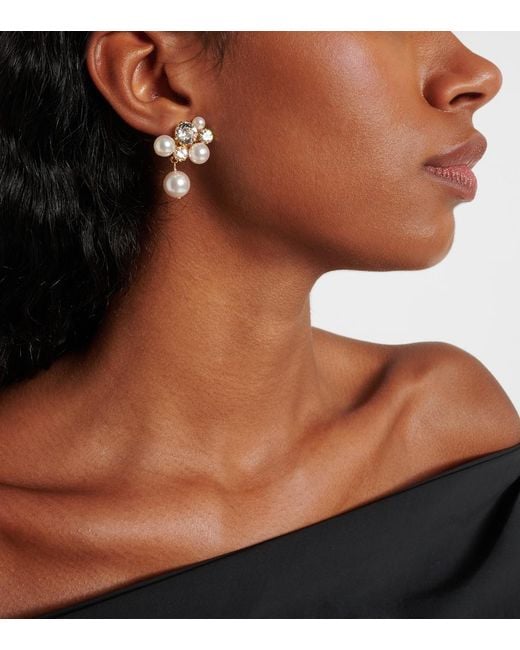 Jennifer Behr White Bristol Crystal-Embellished Faux Pearls-Plated Stud Earrings