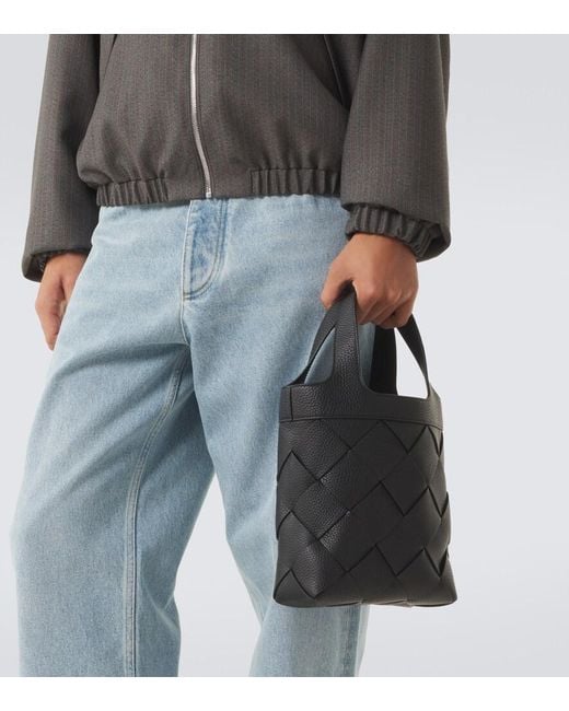Bottega Veneta Black Diago Small Intreccio Tote Bag for men