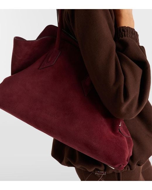 The Attico Red La Passeggiata Medium Suede Tote Bag
