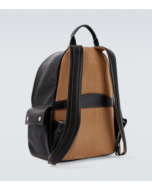 Brunello Cucinelli Black Leather Backpack for men