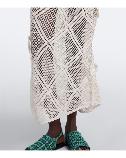 J.W. Anderson White Floral-Applique Crochet Cotton Maxi Dress