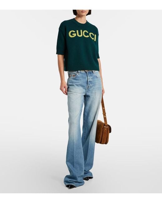 Gucci Green Pullover Aus Wolle