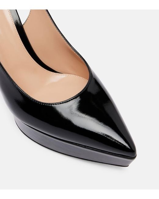 Gianvito Rossi Black Dasha 115 Patent Leather Platform Slingback Pumps