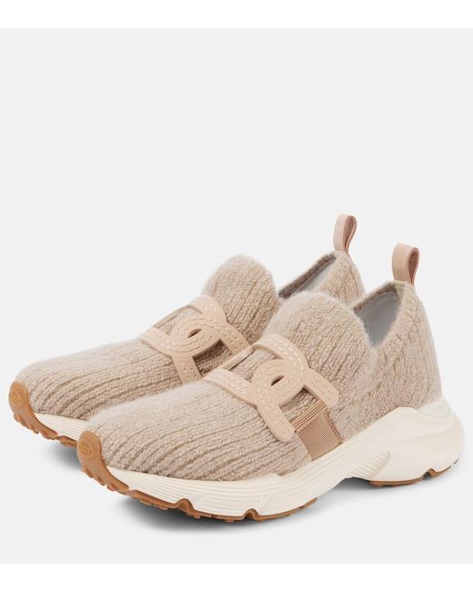 Baskets En Maille Et Cuir Tod's en coloris Natural